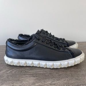 Stuart Weitzman Coverstory Leather Sneakers in Black